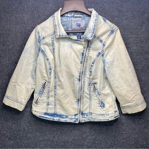 Ashley Vintage White Washed Denim Jacket Women’s Size XL